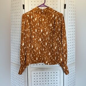 Apt. 9 Brown and White Patterned Blouse